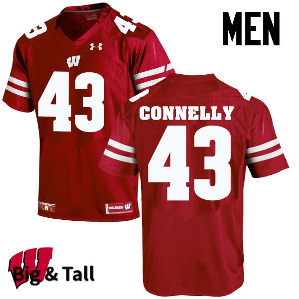 Wisconsin Badgers Men's #43 Ryan Connelly NCAA Under Armour Authentic Red Big & Tall College Stitched Football Jersey PI40U41FG